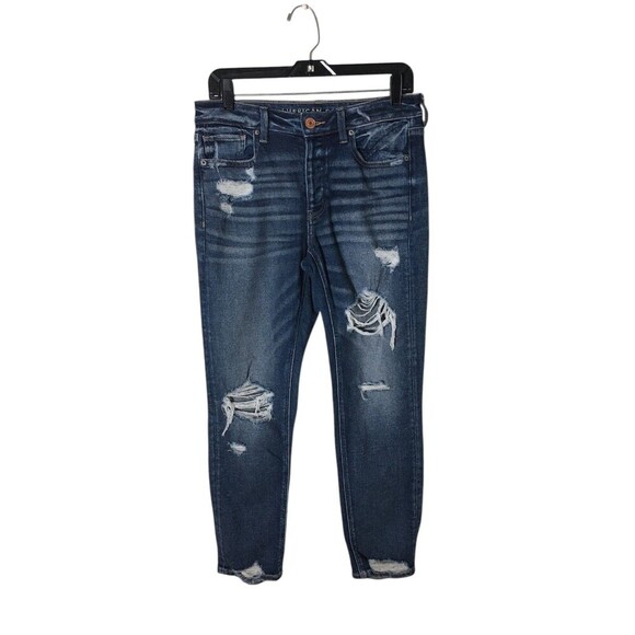 American Eagle Jeans Women's Size 4 Regular Blue Tomgirl Distressed - Picture 1 of 9